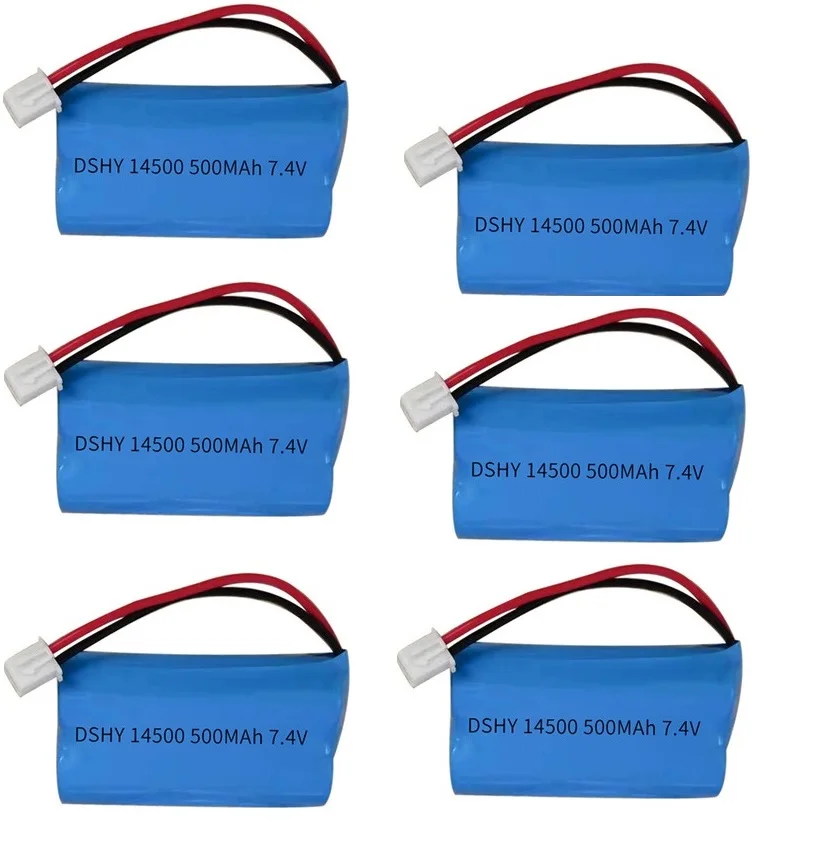 7.4V 500mAh 14500 akumulator litowo-jonowy na zabawki zdalnie sterowane samochody zbiornik Robot elektryczny gun7.4V akumulator o dużej pojemności bateria litowa