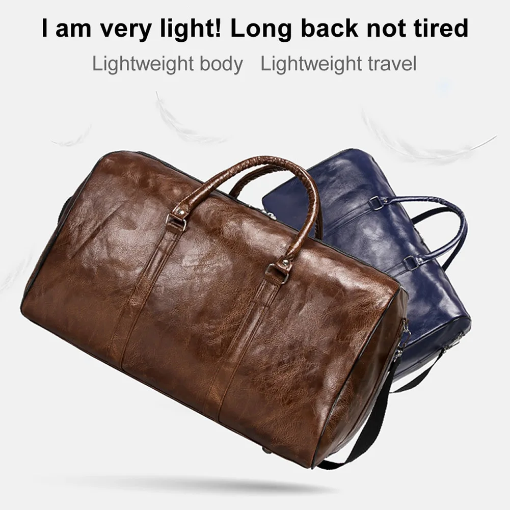 GNWXY Soft Leather Men Women Travel Bag Large Luggage Bags Travel Shoulder Bag Male Female Short-distance Lightweight Duffel Bag