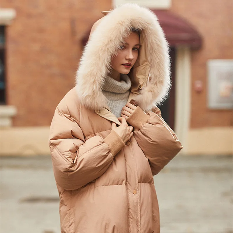 

Winter Down Jacket Women Down Coat Female 90% White Duck Down Parka Sweet Casual Real Fur Hooded Snow Outwear LWL1164