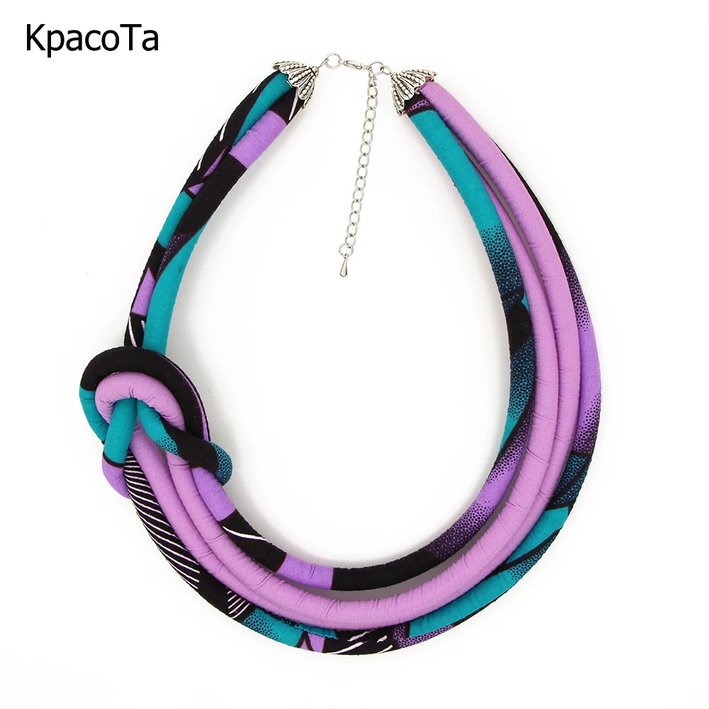 KpacoTa Handmade ethnic style ankara necklace Boho choker colourful collar new jewelry Asymmetric cloth necklaces woman gifts