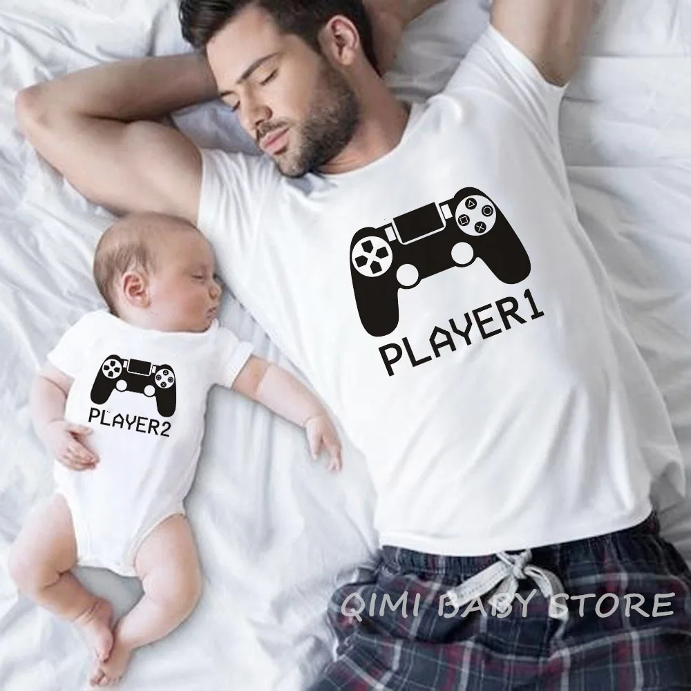 Summer Family Matching Clothes Daddy Son Baby Rompers Daddy T-Shirt Family Clothes Cotton Players Shirts Family Look Clothes