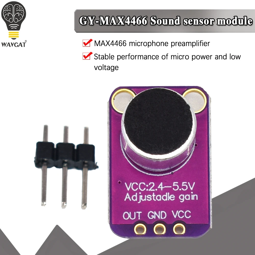 GY-MAX4466 elektretowy wzmacniacz mikrofonowy moduł MAX4466 regulowany zysk dla Arduino