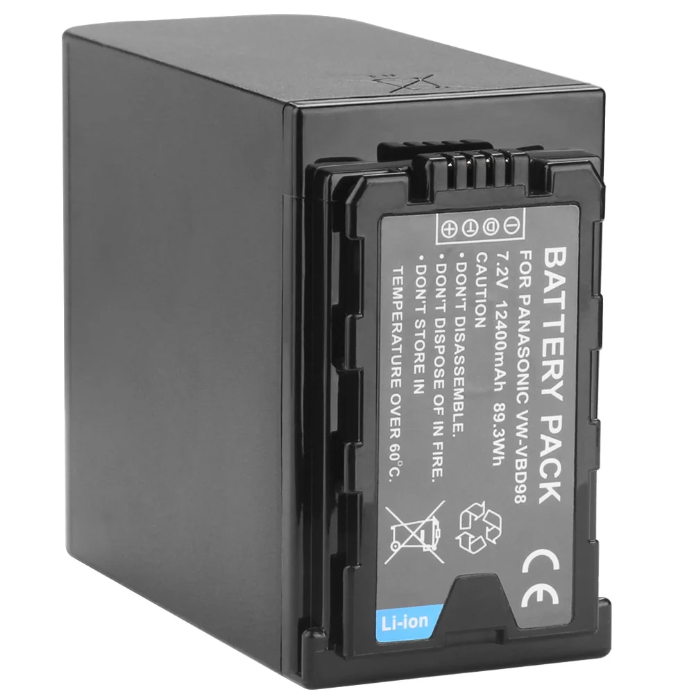 Bateria 12400mAh VW-VBD98 AG-VBR118 para Panasonic AG-3DA1 AC8 DVX200 HPX250 HPX255 HVX201 AJ-PCS060 PX298 HC-X1000