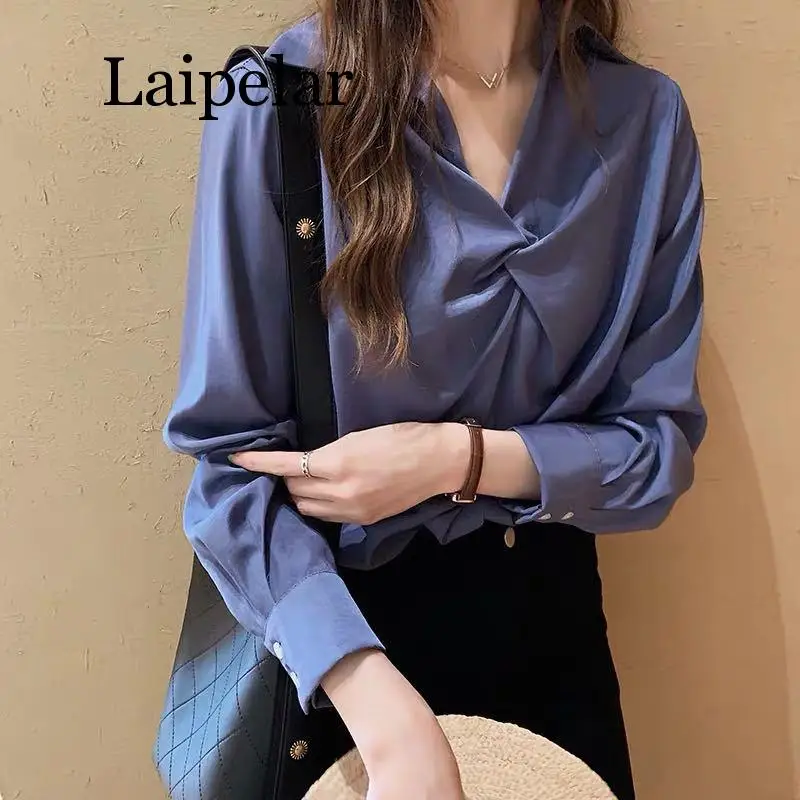 

Casual Korean Autumn 2020 Women Blue Blouse Loose Plus Size White Shirt Long Sleeve Shirt Fashion Women Streetwear Ladies Tops