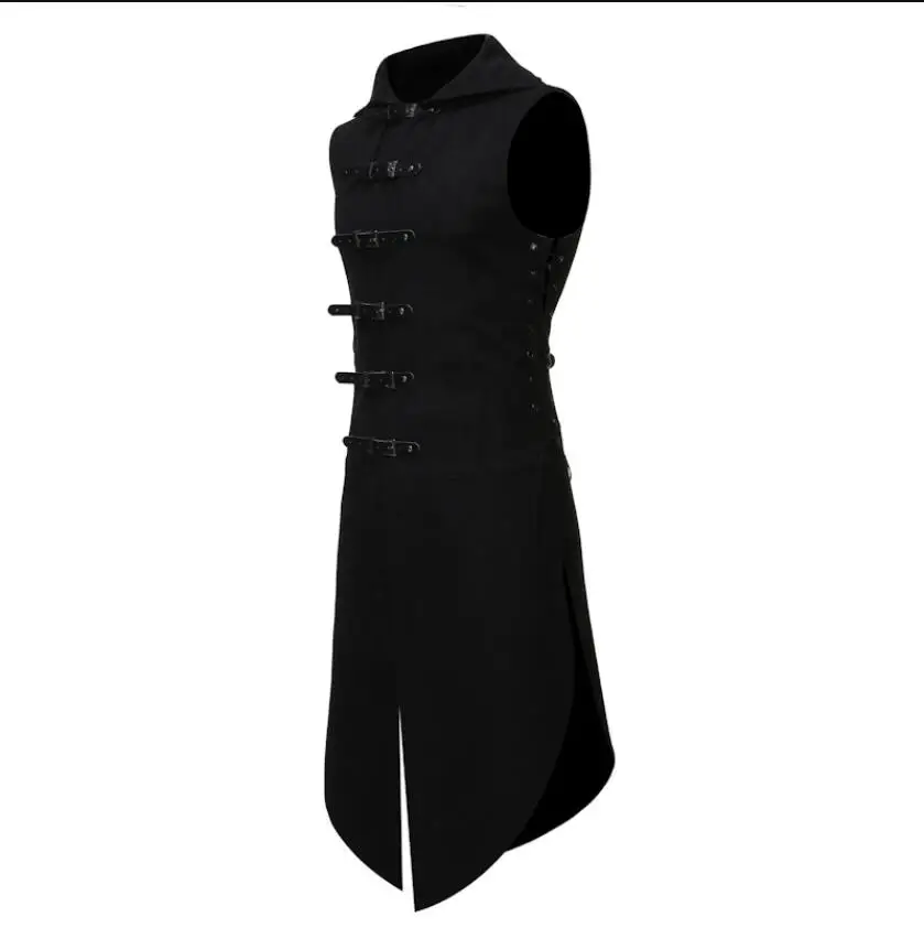 Mannen Gothic Tuxedo Vest Middeleeuwse Vintage Mouwloze Steampunk Victoriaanse Pak Mannelijke Halloween Assassin Party Cosplay Kostuum