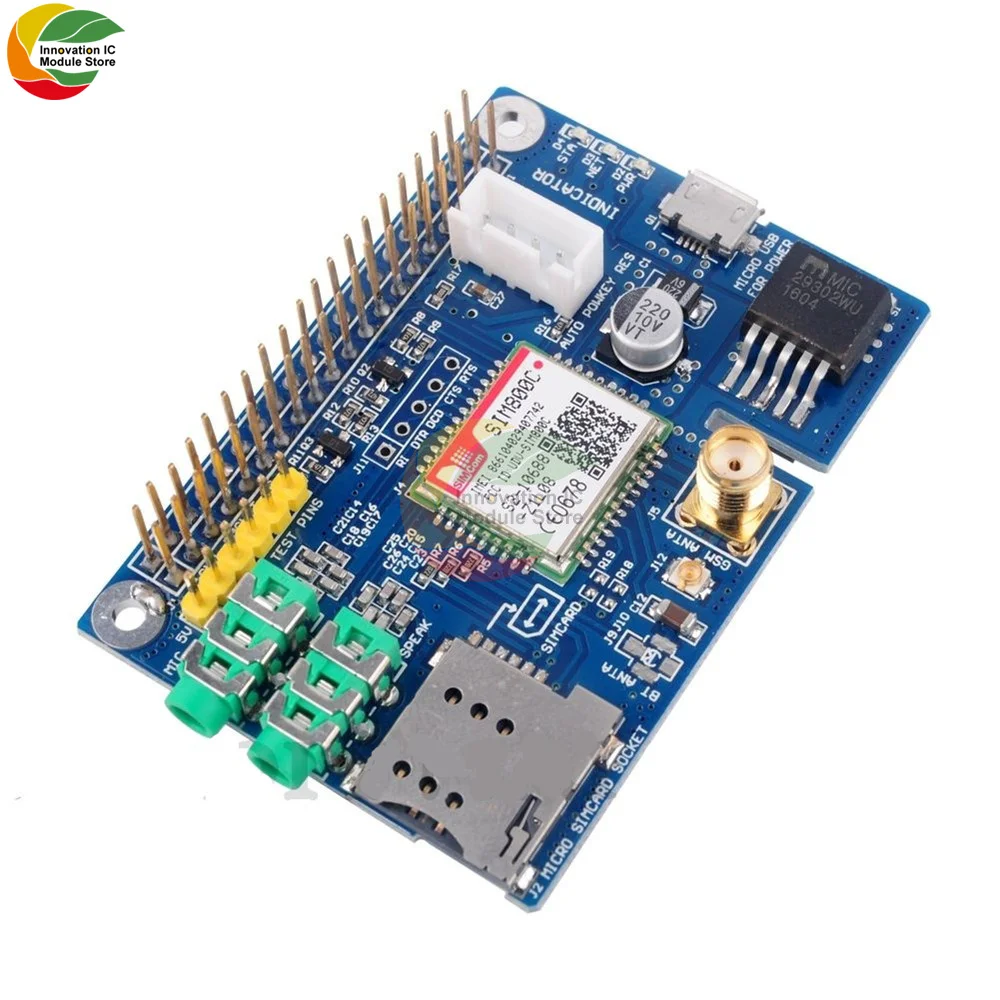 SIM800C 101GStore S Tech-Carte de développement de bande de façade avec antenne SMA, Micro epiSlot pour Ardu37Raspberry Pi, prend en charge le