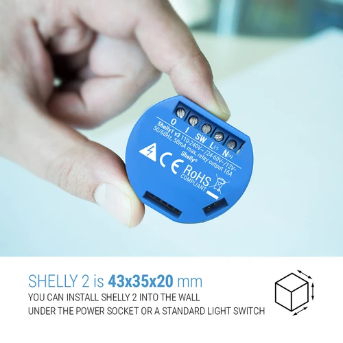 Imagen 2 del producto Shelly 1 Smart Home WiFi interruptor de relé operado 16A un servidor web integrado luces de Control remoto alimentación Lnes cortinas de puerta de garaje