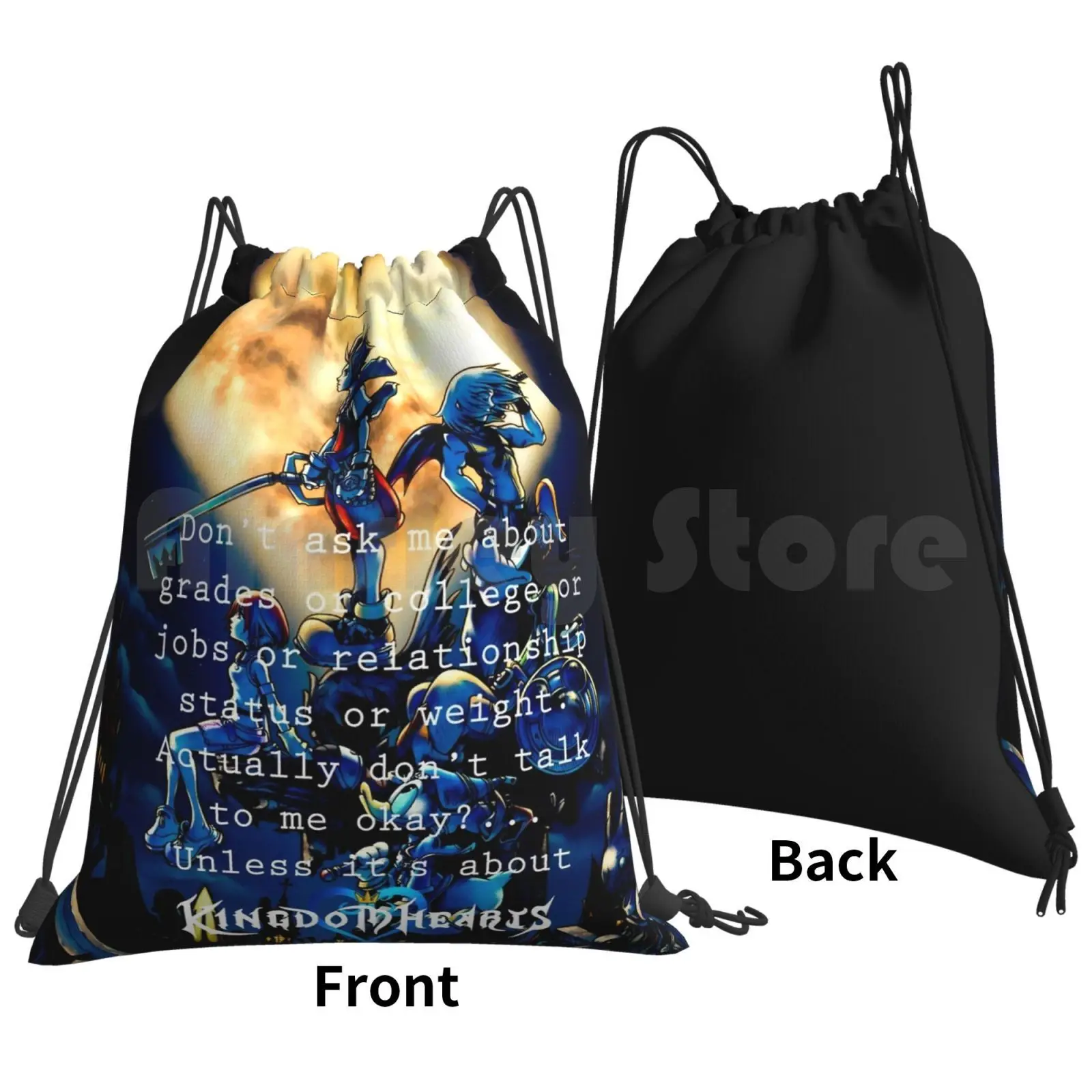 Kingdom Hearts Shirt Funny Quote Backpack Drawstring Bag Riding Climbing Gym Bag Kingdom Hearts Games Men Womens Kids Quotes