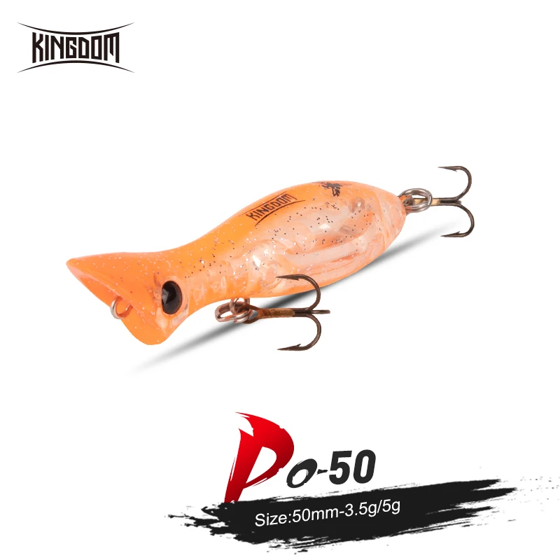 Kingdom PO-50 Popper Fishing Lures 50mm 3.5g 5g Floating Sinking Good Action Fishing Wobbler For Bass Pike Artificial Hard Baits