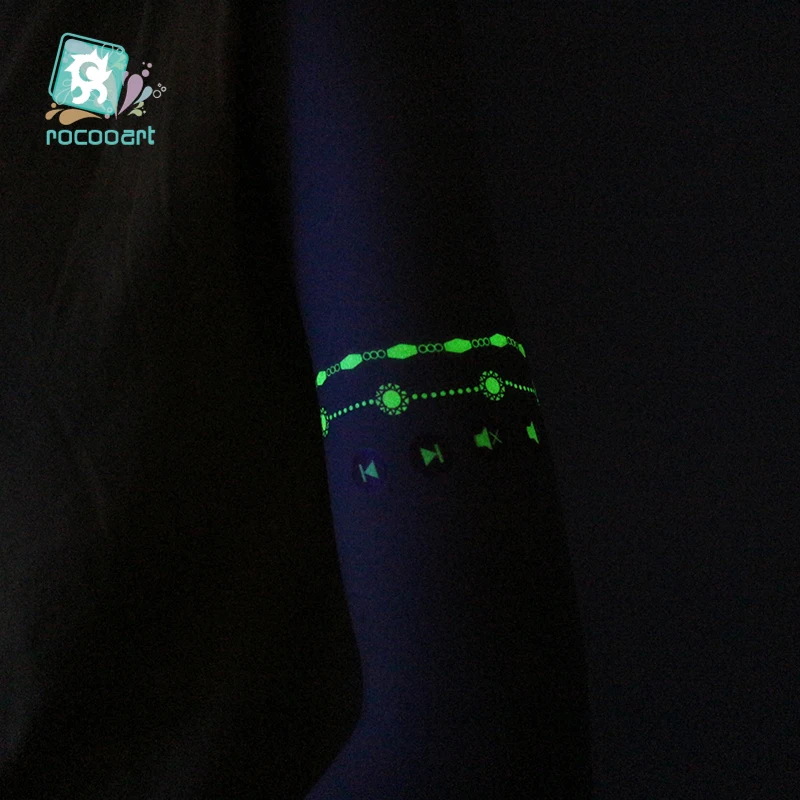 Rocooart Big Size Temporary Body Decor Luminous Sticker Fake Flash Waterproof Fashion Small Fresh Body Art For Kids  Tattoo