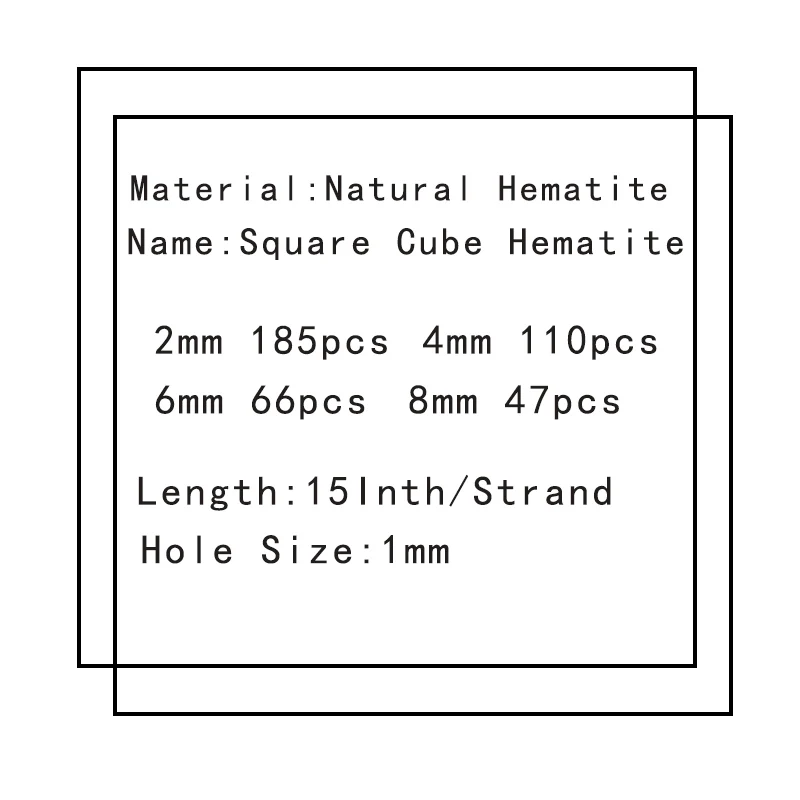 Square Cube Black Hematite Natural Stone spacer 2/4/6/8mm Loose beads For Jewelry making bracelets Necklace DIY accessories