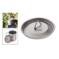 Portable Titanium Alloy Mug Lid Leakproof Water Cup Cover with Handle 85mm, for Outdoor Camping Hiking Fishing