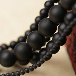 Natural 5A Quality Black Polish Matte Onyx Agates Round Beads 15