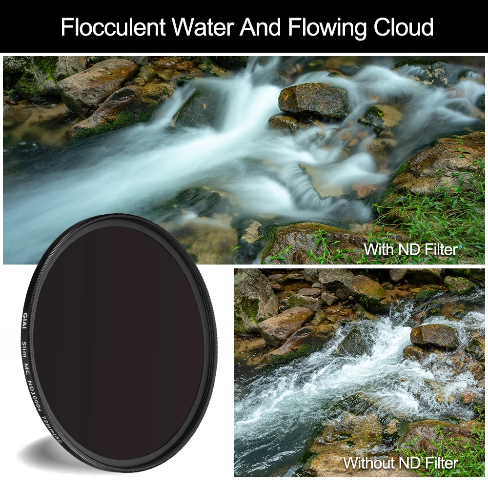 GiAi Optical Neutral Density ND8 ND16 ND64 ND1000 Camera ND Filter 37mm 46mm 49mm 52mm 58mm 62mm 67mm 72mm 77mm 82mm