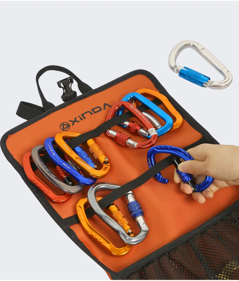 Xinda 320T Nylon-Tasche Wasserdichte Verschleißfeste Schnellverschluss-Karabiner-Tasche Kletterausrüstung Werkzeug-Aufbewahrungstasche – Detail 4