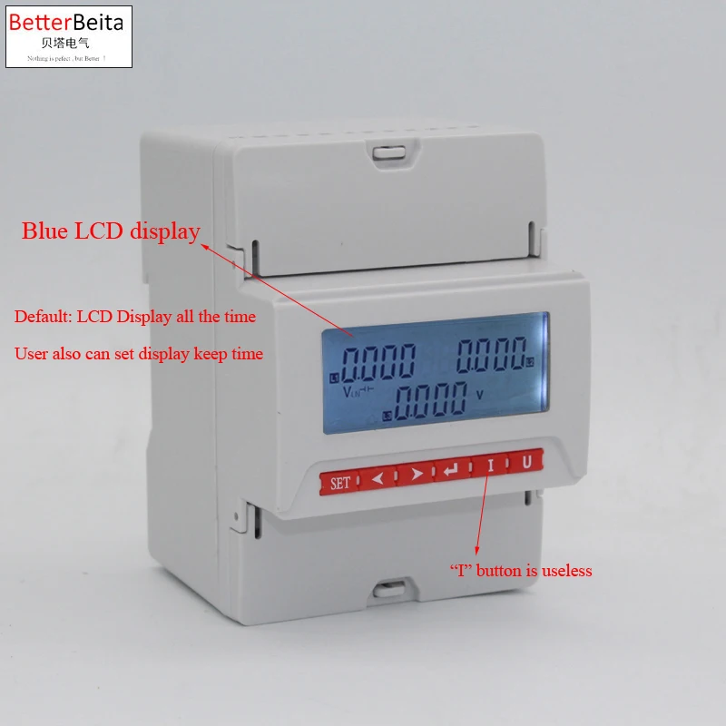 4P 3 phase 3 wire , and 3 phase 4 wire din type 3 phase voltage meter with 1 overvoltage / under volt relay alarm din voltmeter