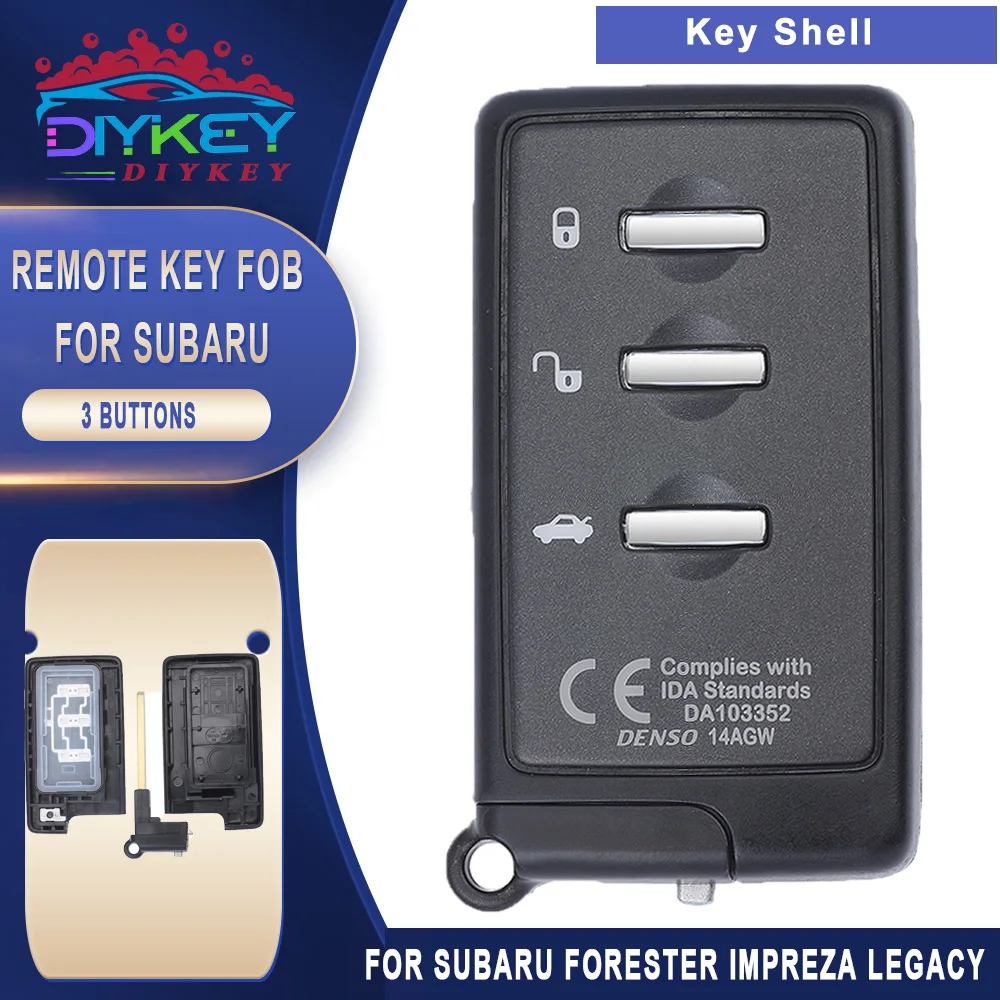 

DIYKEY Smart Remote Key Shell Case 3 Button for Subaru Forester Impreza Legacy 2007-2014 DAT17