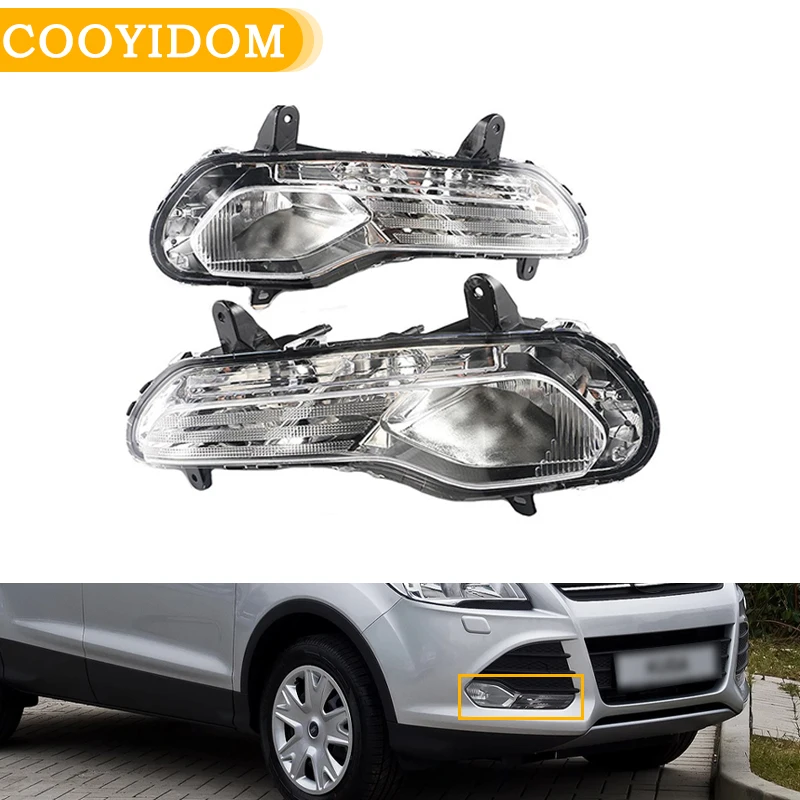 DRL Driving Lights Fog Lights 12V Car Fog Lights Halogen For Ford Escape Kuga 2013-2016 Headlights Halogen Fog Lights Headlights