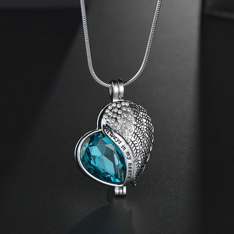 

New Heart Wings Urn Necklace For Women Cremation Jewelry Always in my Heart Ashes Memorial Necklace Pendant Dropshipping