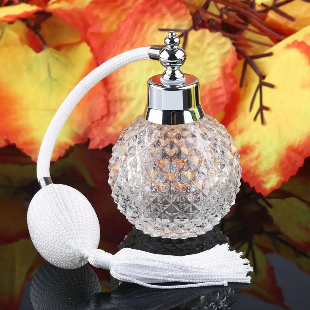 100ml Vintage Crystal Perfume Bottle Purple White Long Spray Atomizer Refillable Glass Bottles with Tassel Women lady\'s Gift