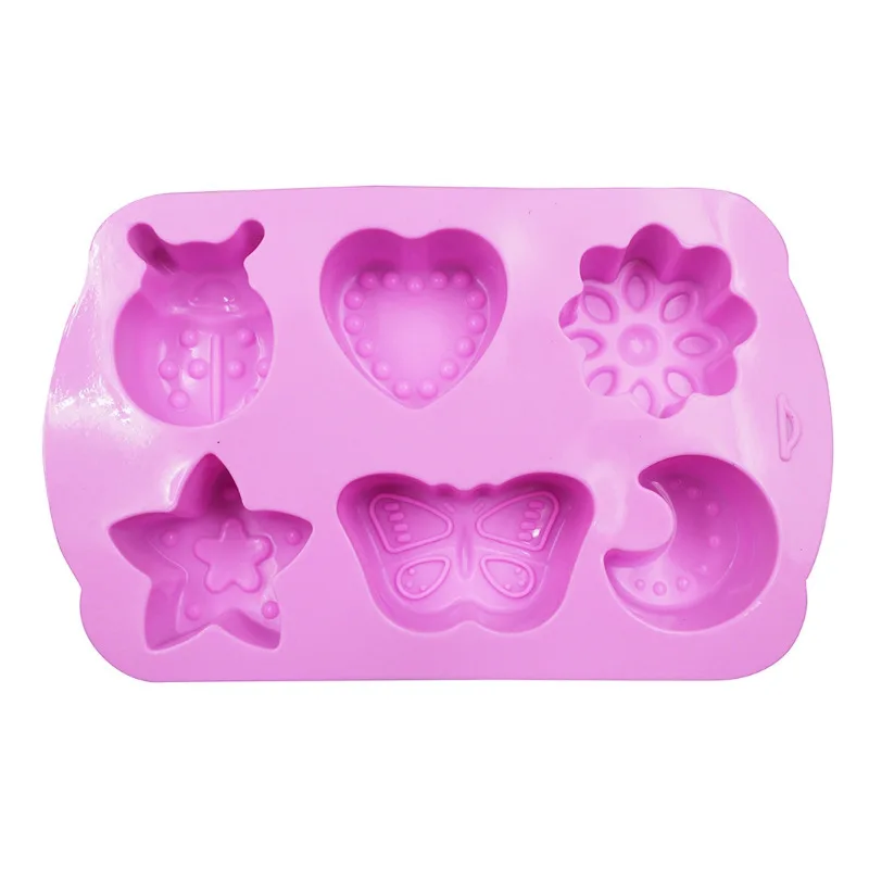 6Cavity Star Moon Insect Soap Mold Kids Soap Cake Jello Chocolate Crayon Making Silicone  Silicone Mold for Ice Lattice Mould