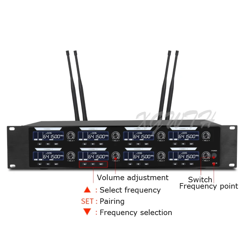 XGWTH UHF Digital Wireless Microphone System 8 Table Gooseneck Desktop Mic Conference Discussion Meeting Room 4 Antenna Receiver