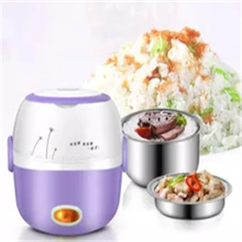 

110V Lunch Box 2 Layers Portable Food Steamer Cooking Container Meal Lunchbox Warmer MINI Rice Cooker Thermal Heating Electric