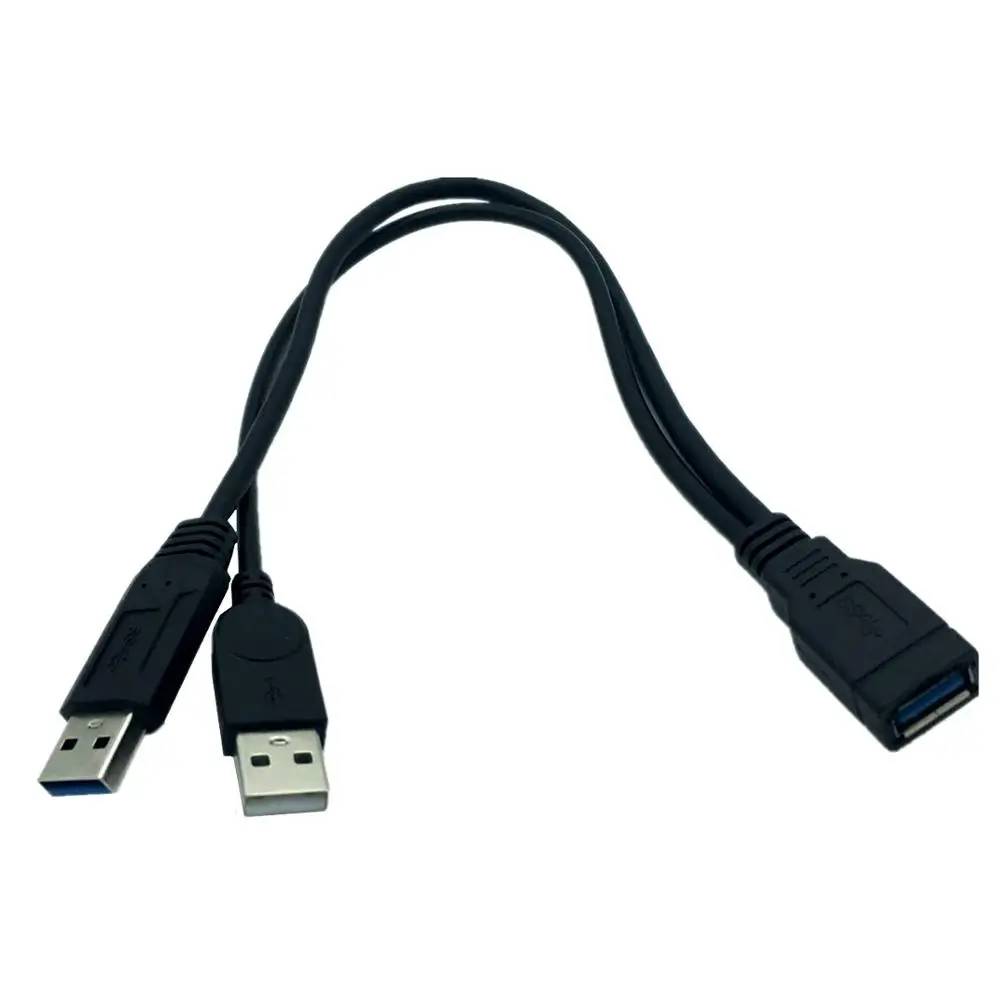 

30cm USB3.0 to USB3.0/2.0 USB3.0 Female to Dual USB Male Extra Power Data Y Extension Cable