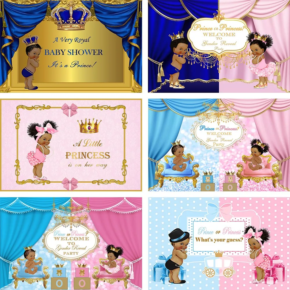 

Фон для фотосъемки Mehofon Prince или Princess Royal Gender Reveal Baby Shower Розовый Синий Фон для фотостудии на день рождения
