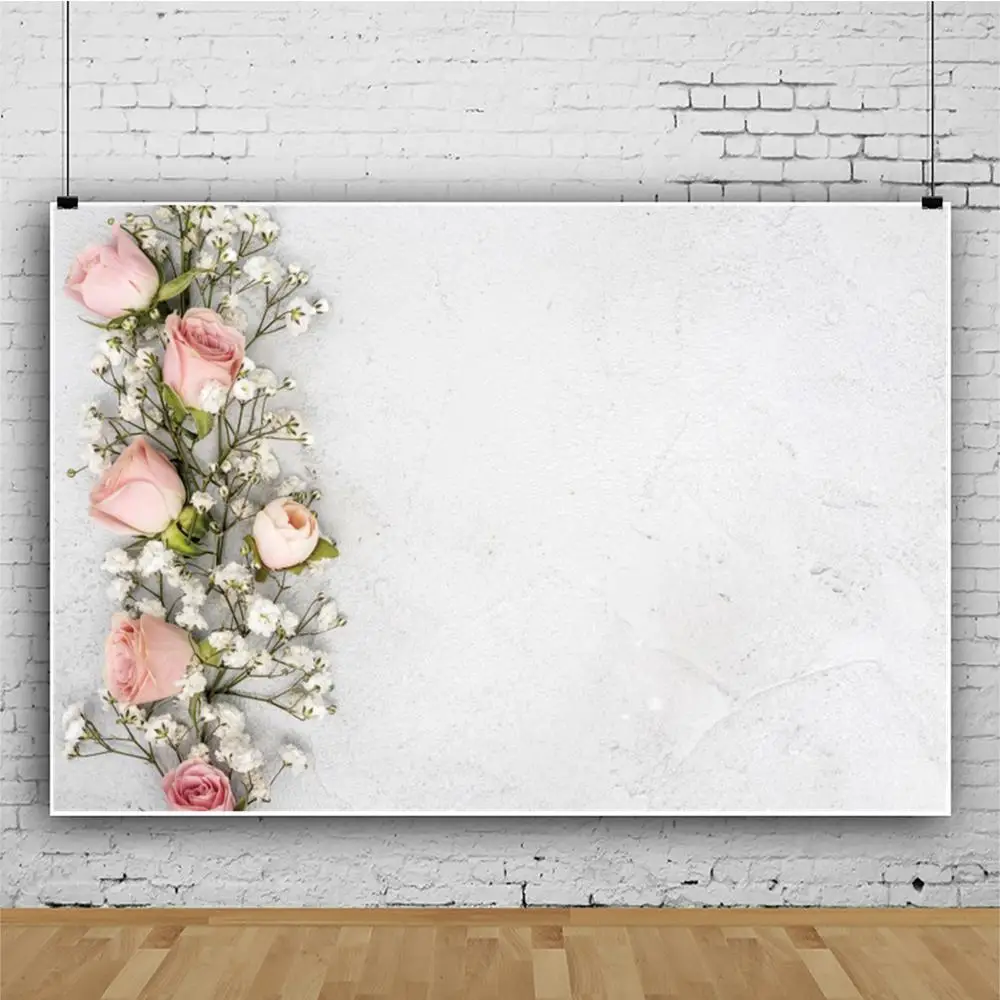 Laeacco Flower Marble Photography Backdrop Customized Party bridal Baby Portrait Background Photocall Photophone Photo Studio