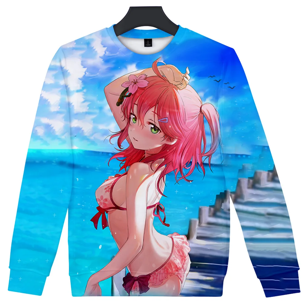 HOLOLIVE VTuber Sakura Miko-Sudadera redonda con estampado 3D para hombre y mujer, estilo casual Kawaii para vacaciones de otoño e invierno