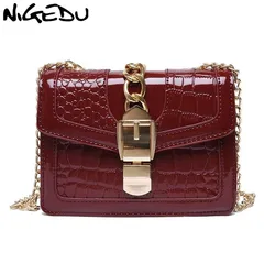 NIGEDU Delle Donne di Modo Borse A Tracolla piccola Femmina Borse A Spalla disegno di Marca di lusso del Modello del coccodrillo Catena Flap Sling Bag mini