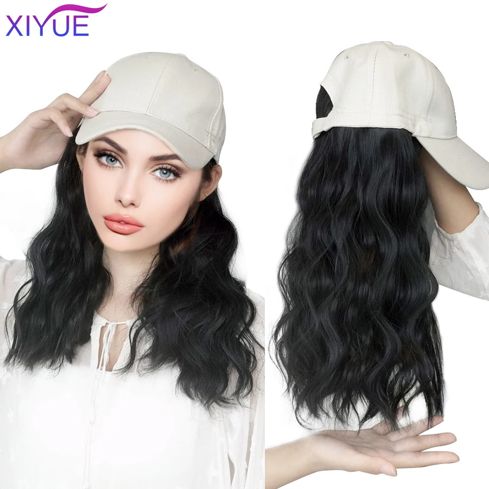 

Long Synthetic Baseball Cap Hair Wig Natural Black Cap Hair Extensions Natural Corn Whisker wig Wave Wigs Hat Wig Adjustable