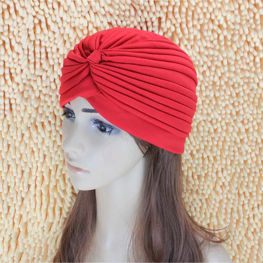 Wholesale Swimming Cap Elastic Nylon Turban Pool Bathing Hats For Outdoor Sports Yoga Elastic Polyeste Indian Turban Head Scarf image 2