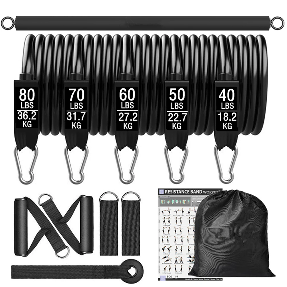Workout Bar Fitness Weerstandsbanden Set Pilates Yoga Trektouw Oefening Training Expander Fitnessapparatuur voor thuisbodybuilding