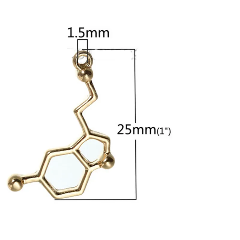 DoreenBeads Mode Metall Molekül Chemie Wissenschaft Charms Serotonin Silber Farbe Anhänger DIY Halskette Schmuck Geschenk, 10PCs – Detail 8