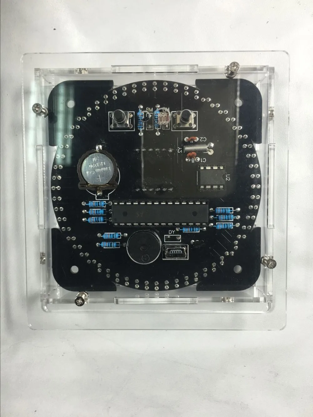 Imagem -02 - Kit Eletrônico de Relógio Led Ds1302 Faça Você Mesmo Tubo Digital Redondo Sensor de Luz Controle de Temperatura Faça Você Mesmo Kit de Construção com Estojo