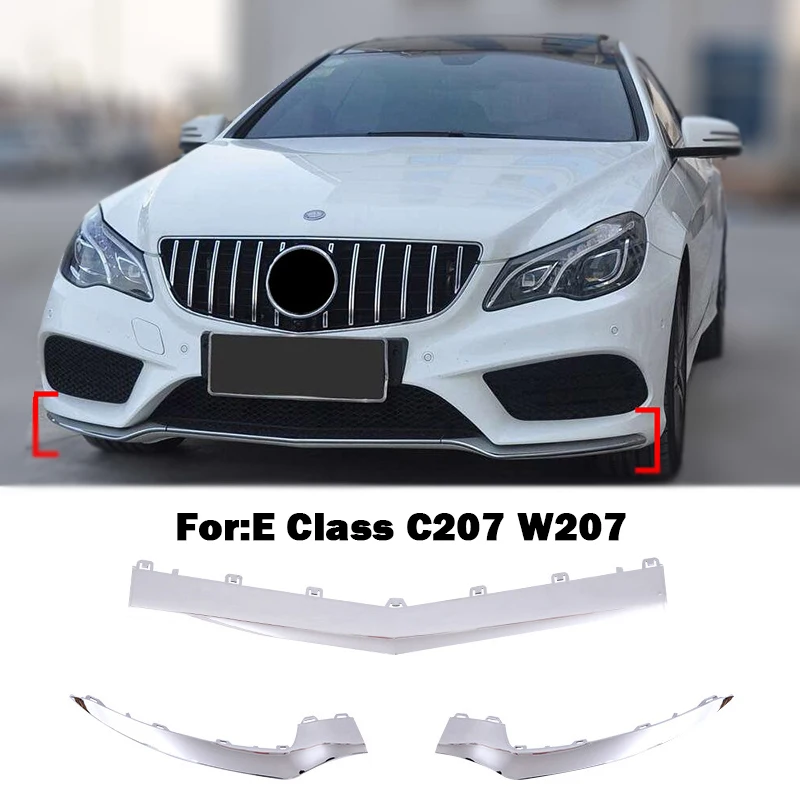 Front Bumper Spoiler Chrome Chromium Lip Diffuser For Mercedes E Class Klass W207 C207 Coupe A2078850874 A2078850974 A2078850774