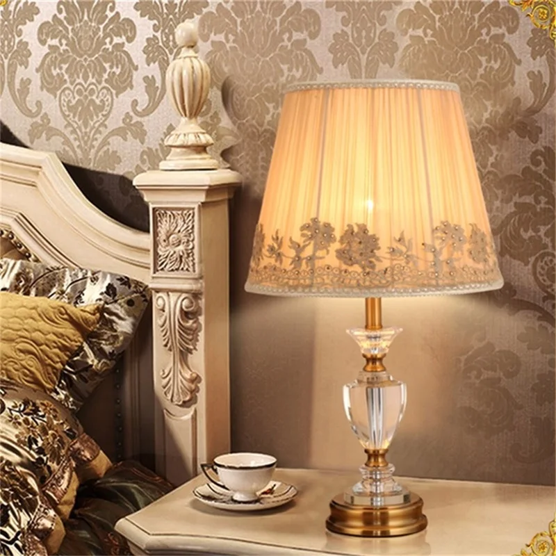 OURFENG Modern Table Lamp Crystal Desk Light LED Home Luxury Beside Decorative for Foyer Bedroom Office Hotel