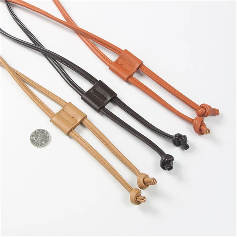 New 0.8cm Thin 120cm PU Leather Women Bag Strap DIY Replacement Bucket Drawstring Rope Backpack Beam Pocket Purse Accessories