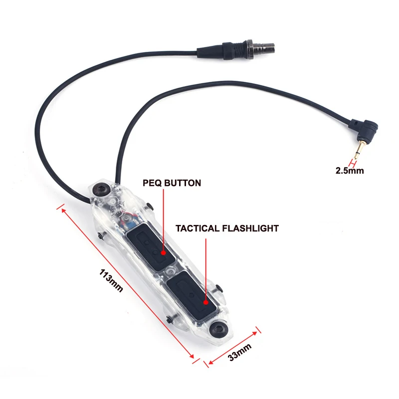 Tactical Transparent Augmented Pressure Double Switch Weapon Light Remote Switch 2.5mm PEQ M3X DBAL A2 M300 M600 M600DF M720V