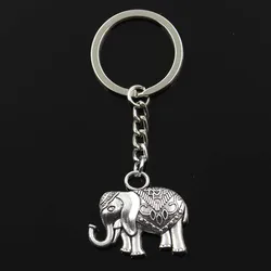 New Fashion Keychain 28x31mm Elephant Pendants DIY Men Silver Color Car Key Chain Ring Holder Souvenir For Gift