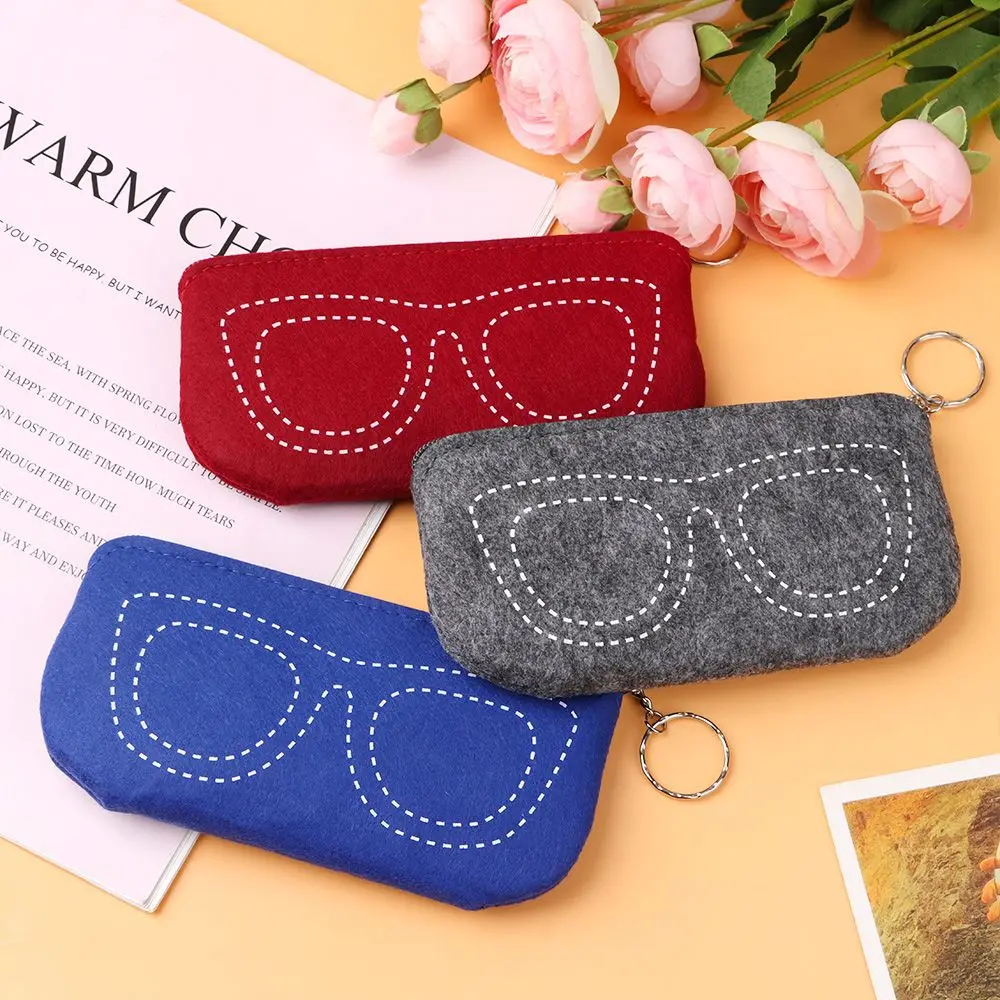 Portable Soft Felt Reading Glasses Zipper Pouch Glasses Box Sunglasses Bag Glasses Case Eyeglasses Sleeve