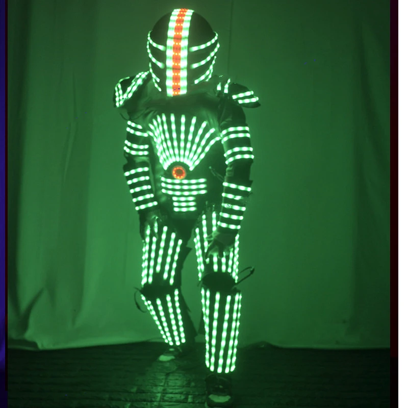 light up costume helmet rgb change color LED Clothing Future led lumious robot suit stage performance Bar Nightclub