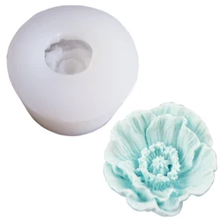 Large New Poppy Candle Wax Silicone Soap Molds Fondant Handmade Clay Resin Plaster Mold Wedding Decorating Home Decor M2440