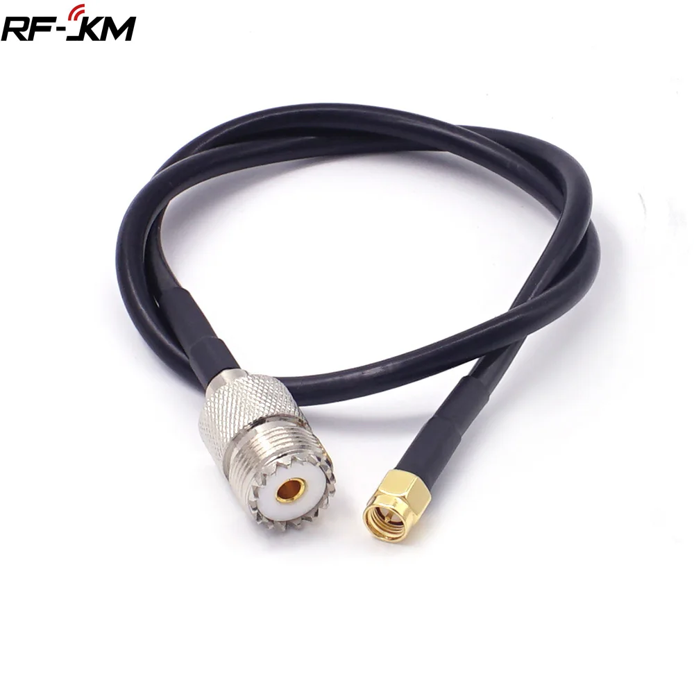 RG58 Cable Jumper Pigtail UHF SO239 Female PL259 to SMA Male Plug Crimp Adapter 50CM