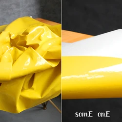 PU Patent Leather Fabric Yellow Waterproof DIY Patches Stage Cosplay Decor Props Bags Dress Coat Clothes Designer Fabric