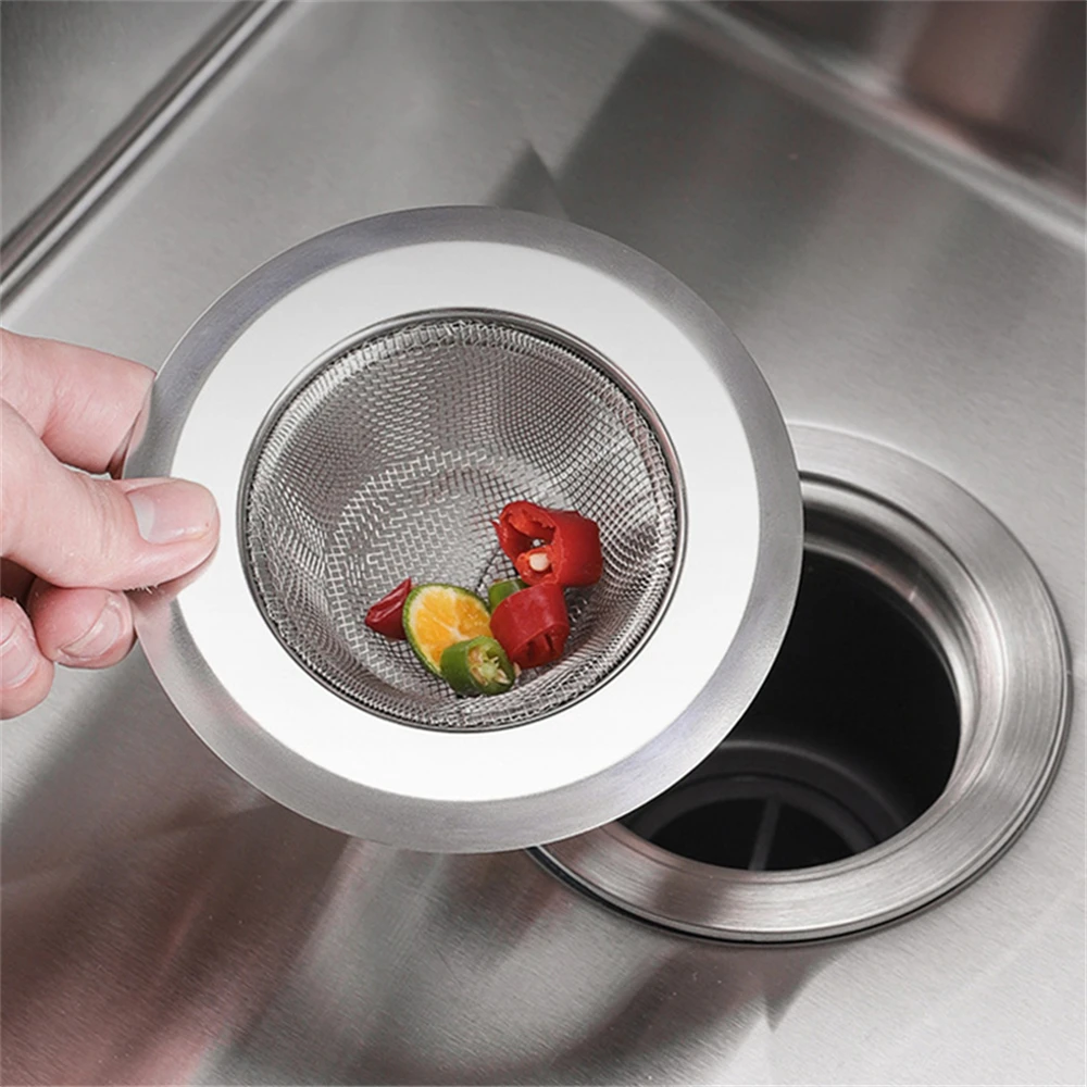 Household Sink Strainer Stainless Steel Shower Drain Plug Bathtub Hair Catcher Stopper Sewer Slag Filter Mesh Kitchen Accessory