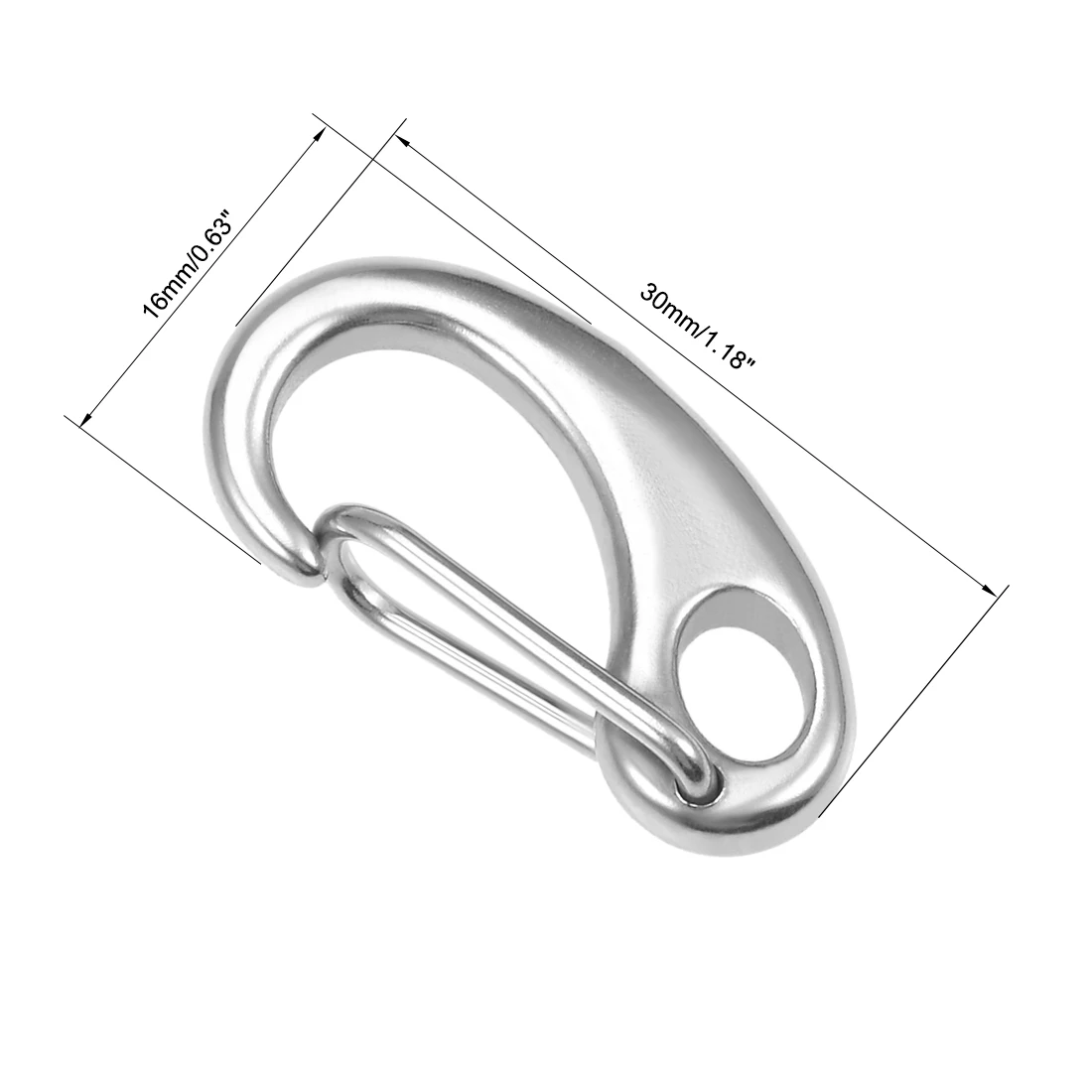 uxcell 1Pcs 30mm Carabiner Snap Hook 304 Stainless Steel Spring Gate Snap Hook Clip Marine Grade Lobster Claw Silver Tone