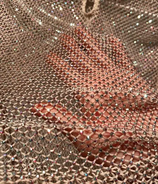 

Rhinestone Covered Mesh T-shirt Women Long Sleeve Nightclub DJ Dance Tops Stage Shiny Net